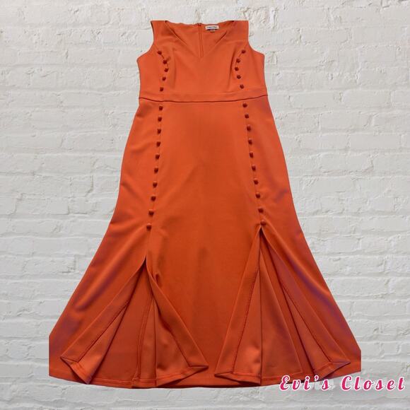 Calvin Klein Modern Essentials Porcelain Woman"s Midi Dress Coral Size 12 - Picture 5 of 12